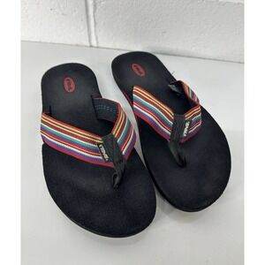 Teva Mush II Womens Size 10 Flip Flop Black Rainbow Lightweight Slip-On Sandals